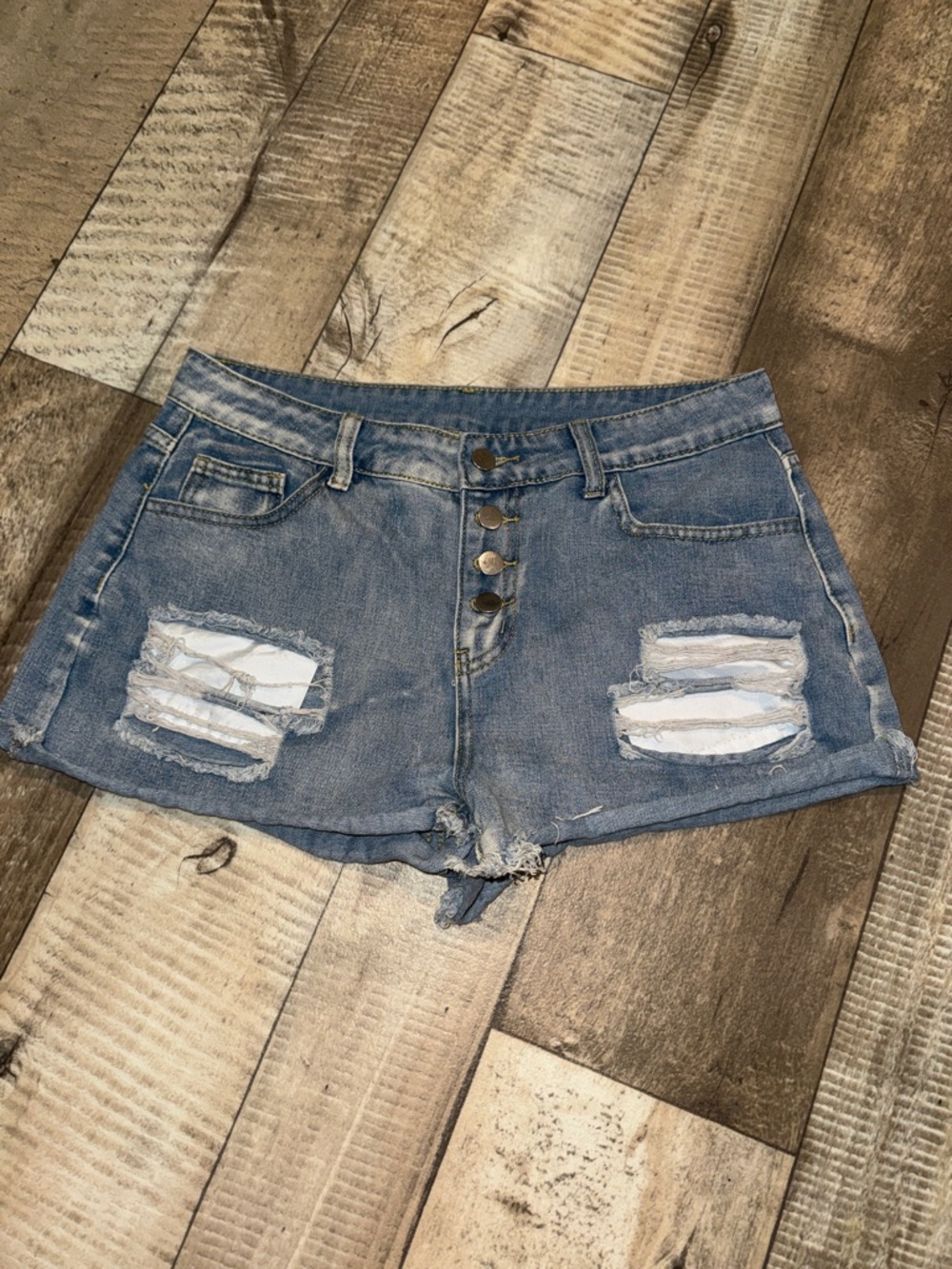 Distressed Blue Denim Women’s Shorts